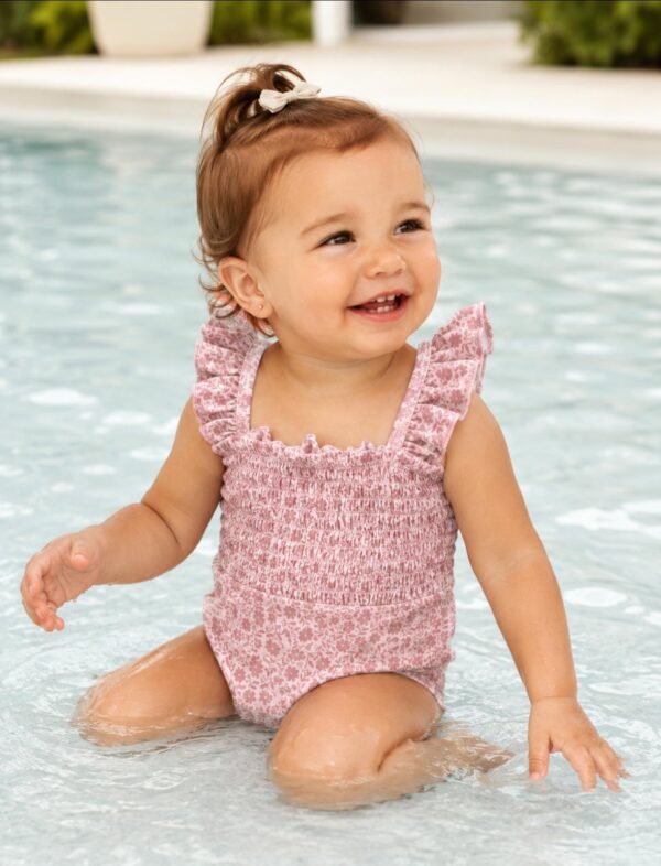 Bañador niña florecitas rosas