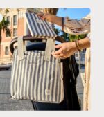 Bolso rayas gris 30x34
