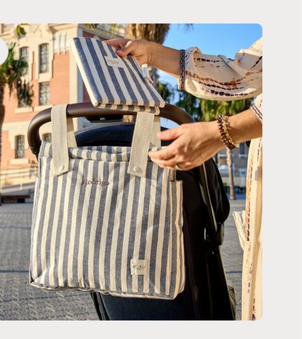Bolso rayas gris 30x34