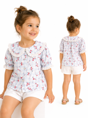Camisa celeste flores