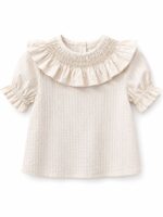 Camisa beige cuello panel abeja