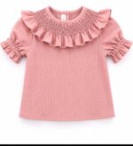 Camisa rosa cuello panel abeja