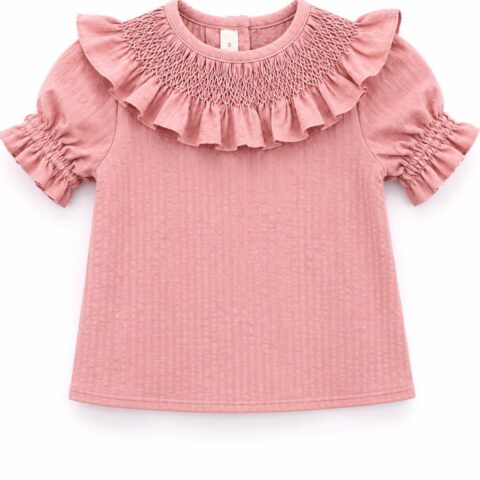 Camisa rosa cuello panel abeja