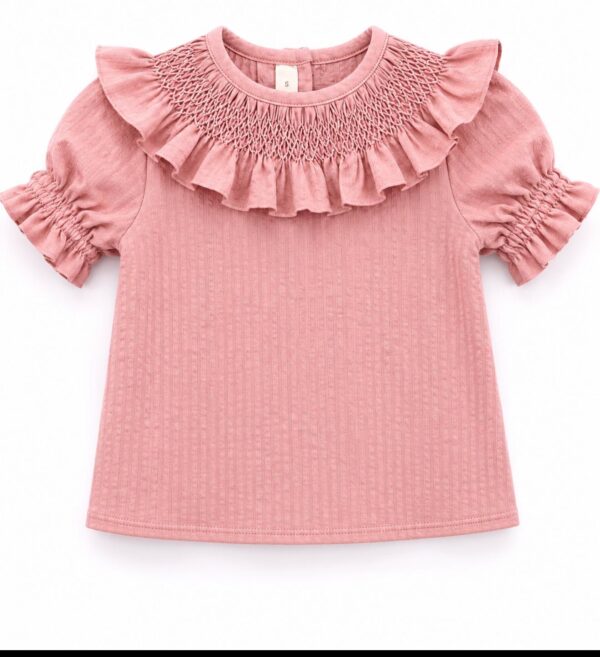Camisa rosa cuello panel abeja