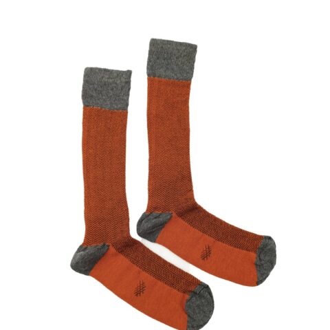 Calcetín Espiga Teja-Gris
