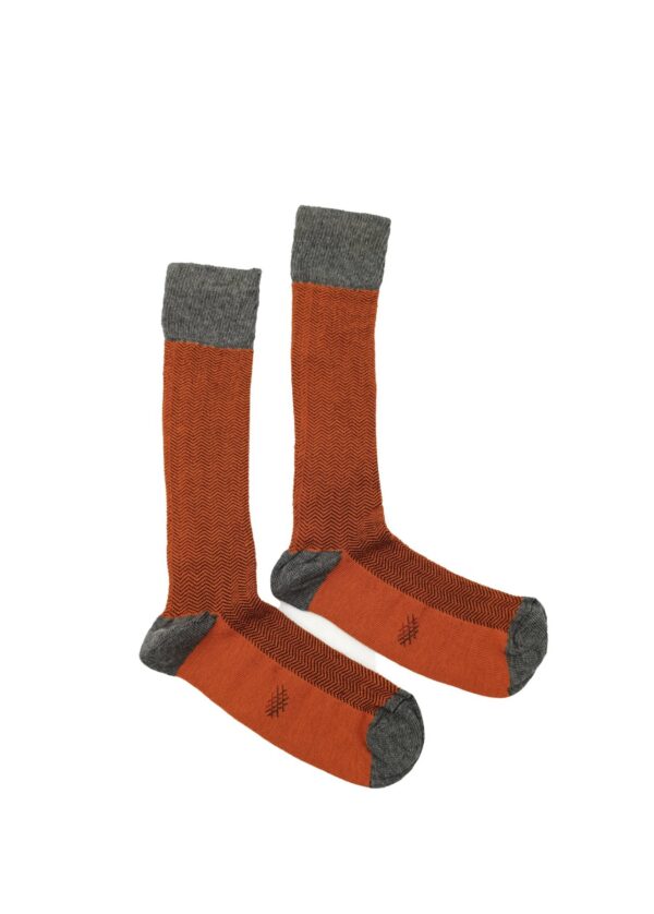 Calcetín Espiga Teja-Gris