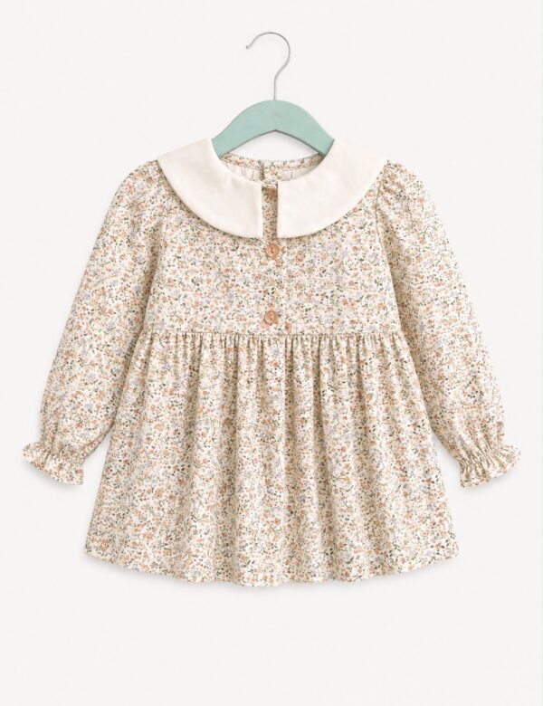 Vestido floral cuello bordado