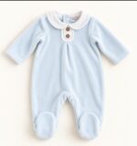 Pijama bebé azul cielo con cuello bebé