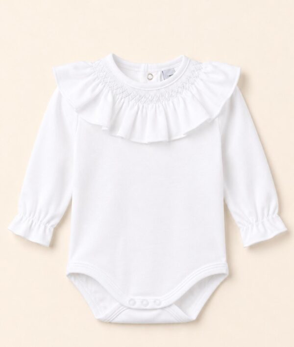 Body cuello smock blanco