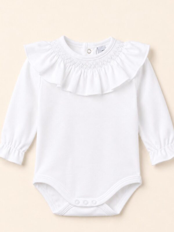 Body cuello smock blanco