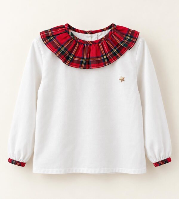 Blusa cuello cuadros