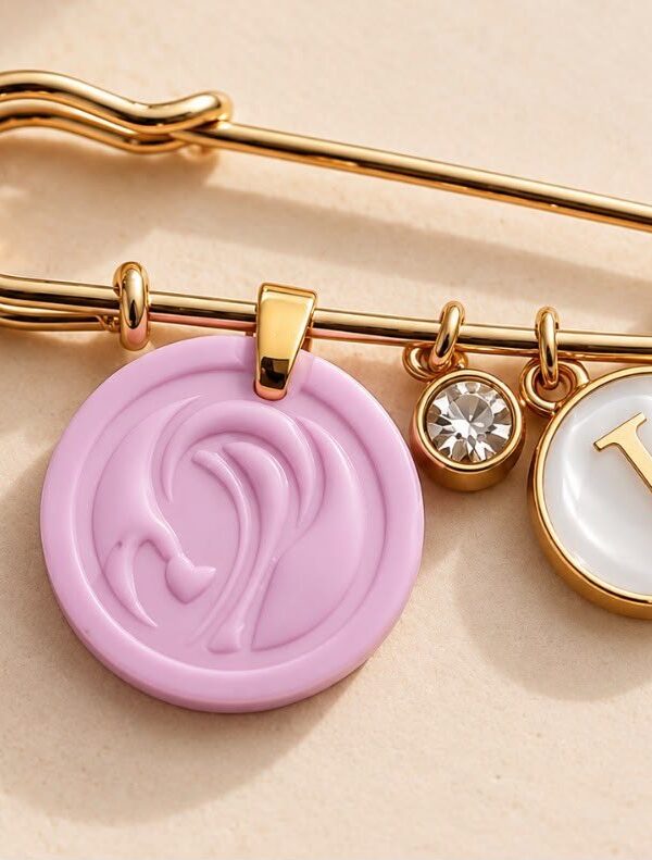Broche personalizado con medalla y perlita