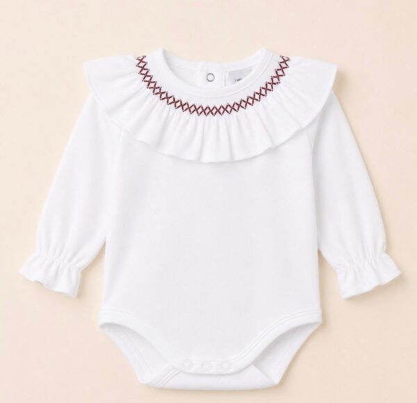 Body cuello smock burdeos