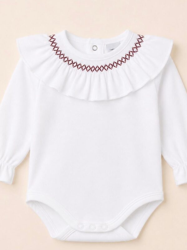Body cuello smock burdeos