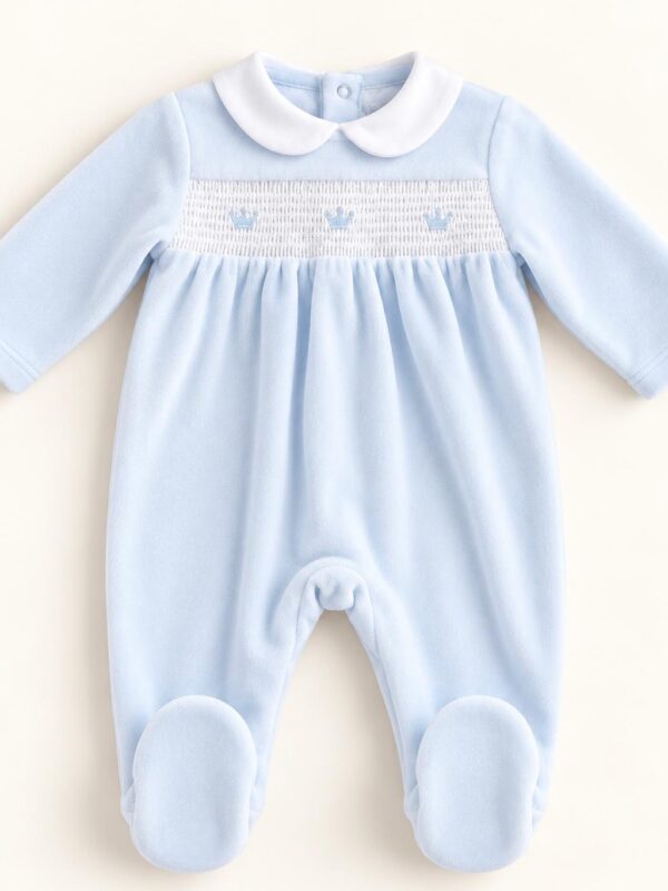 Pijama bebé azul cielo corona